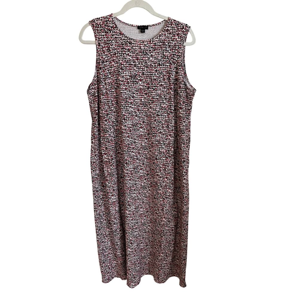 J. Jill Wearever Collection Maxi Dress Sz LP Abstract Print Pink Black White